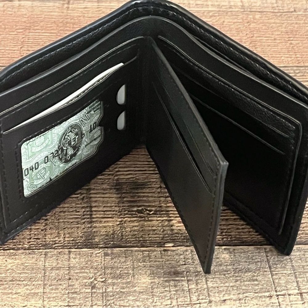 Men’s Bi-Fold Faux Leather Wallet- Laurant Bennet Signature Diamond Pattern - Picture 6 of 7